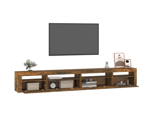 vidaXL Mueble de TV con luces LED roble ahumado 270x35x40 cm