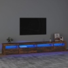 Mueble de TV con luces LED roble ahumado 270x35x40 cm