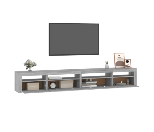 vidaXL Mueble de TV con luces LED gris sonoma 270x35x40 cm