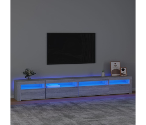 vidaXL Mueble de TV con luces LED gris sonoma 270x35x40 cm