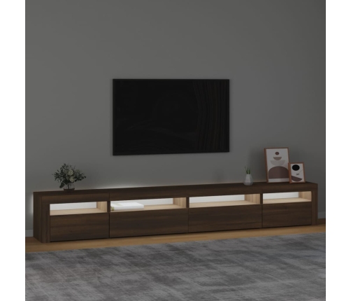 vidaXL Mueble de TV con luces LED roble marrón 270x35x40 cm