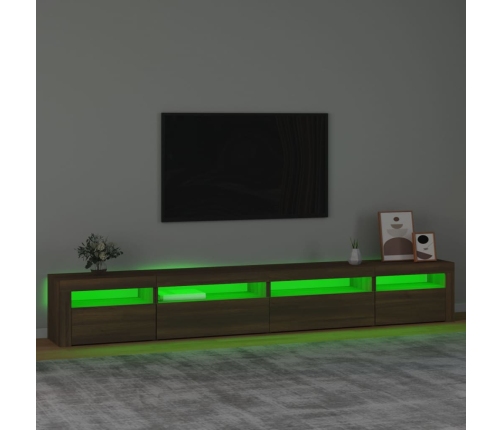 vidaXL Mueble de TV con luces LED roble marrón 270x35x40 cm