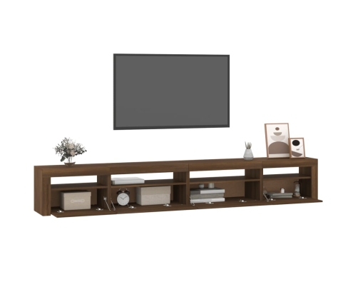 vidaXL Mueble de TV con luces LED roble marrón 270x35x40 cm