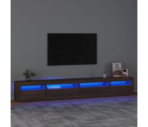 vidaXL Mueble de TV con luces LED roble marrón 270x35x40 cm