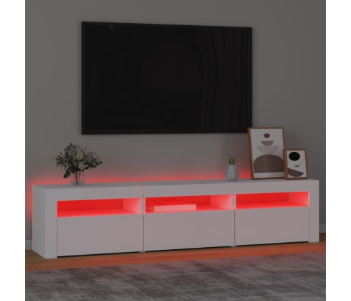 Mueble de TV con luces LED blanco 180x35x40 cm