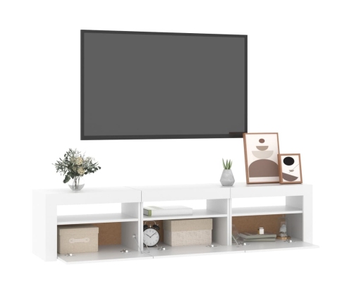 Mueble de TV con luces LED blanco 180x35x40 cm