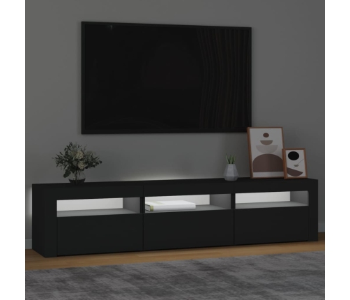 Mueble de TV con luces LED negro 180x35x40 cm