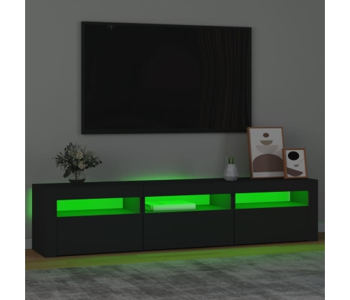 Mueble de TV con luces LED negro 180x35x40 cm