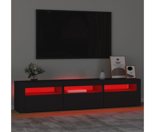 Mueble de TV con luces LED negro 180x35x40 cm