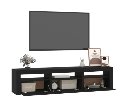 Mueble de TV con luces LED negro 180x35x40 cm