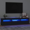 Mueble de TV con luces LED negro 180x35x40 cm