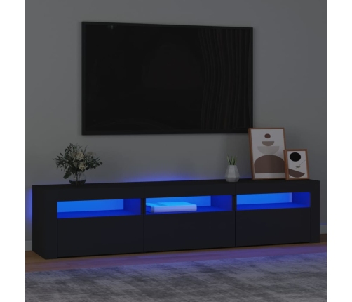 Mueble de TV con luces LED negro 180x35x40 cm