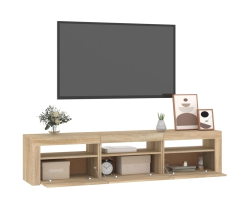 Mueble de TV con luces LED roble Sonoma 180x35x40 cm