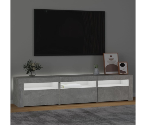 Mueble de TV con luces LED gris hormigón 180x35x40 cm