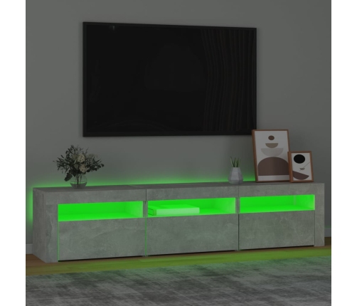 Mueble de TV con luces LED gris hormigón 180x35x40 cm