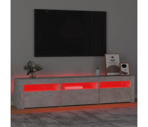 Mueble de TV con luces LED gris hormigón 180x35x40 cm