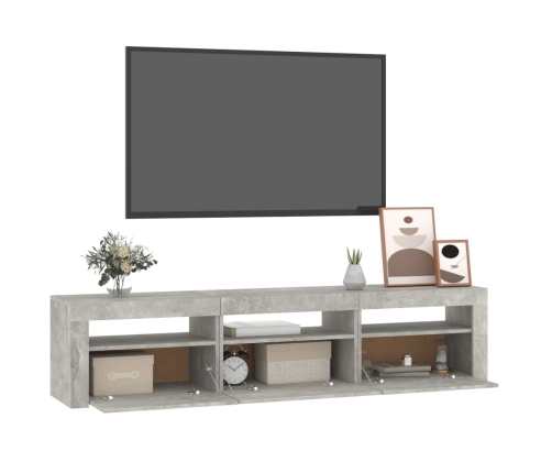 Mueble de TV con luces LED gris hormigón 180x35x40 cm