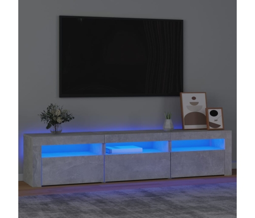 Mueble de TV con luces LED gris hormigón 180x35x40 cm