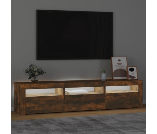 Mueble de TV con luces LED color roble ahumado 180x35x40 cm