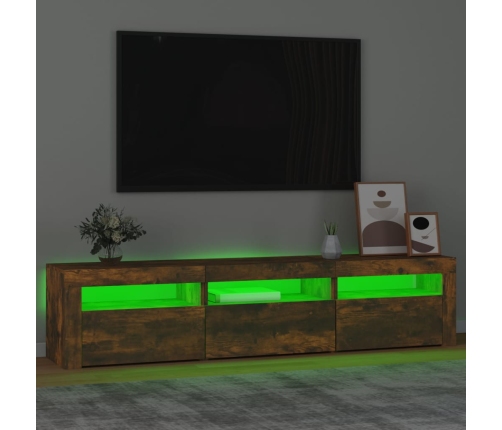 vidaXL Mueble de TV con luces LED color roble ahumado 180x35x40 cm