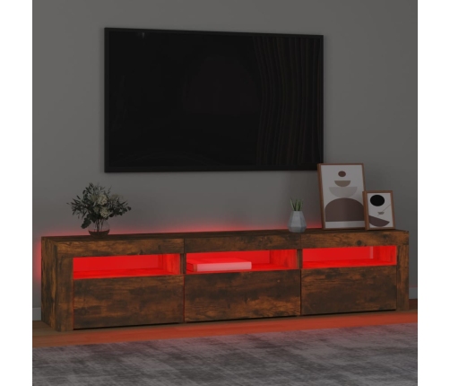 Mueble de TV con luces LED color roble ahumado 180x35x40 cm