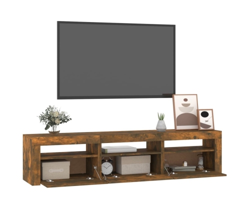 Mueble de TV con luces LED color roble ahumado 180x35x40 cm