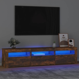 Mueble de TV con luces LED color roble ahumado 180x35x40 cm