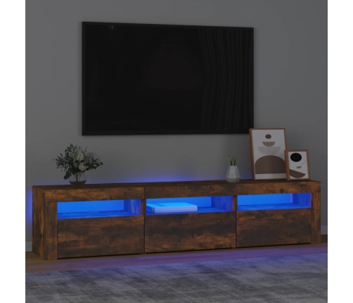 Mueble de TV con luces LED color roble ahumado 180x35x40 cm