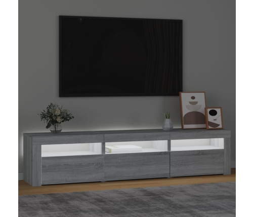 Mueble de TV con luces LED gris Sonoma 180x35x40 cm