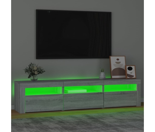 Mueble de TV con luces LED gris Sonoma 180x35x40 cm