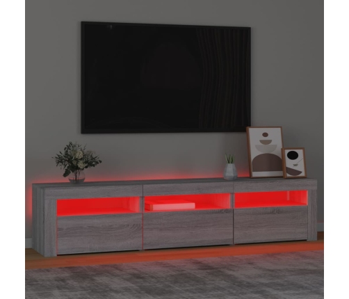 Mueble de TV con luces LED gris Sonoma 180x35x40 cm