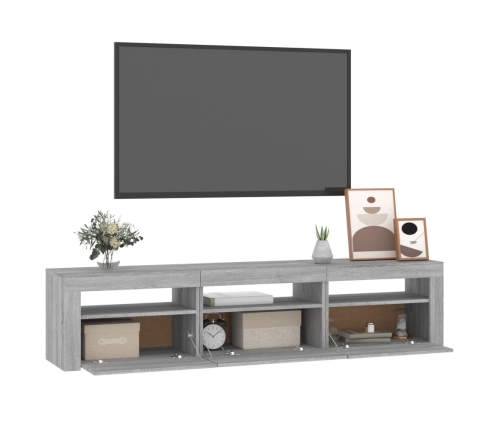 Mueble de TV con luces LED gris Sonoma 180x35x40 cm