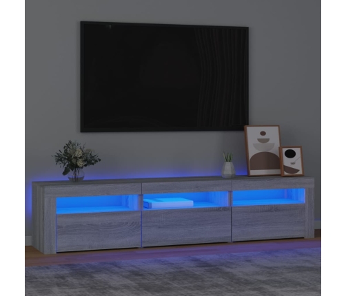 Mueble de TV con luces LED gris Sonoma 180x35x40 cm