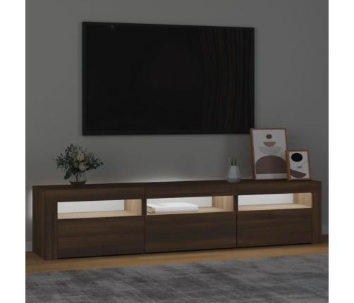 Mueble de TV con luces LED color marrón roble 180x35x40 cm