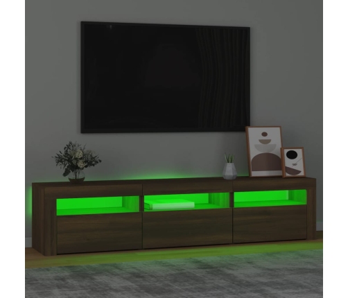 Mueble de TV con luces LED color marrón roble 180x35x40 cm