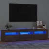 Mueble de TV con luces LED color marrón roble 180x35x40 cm