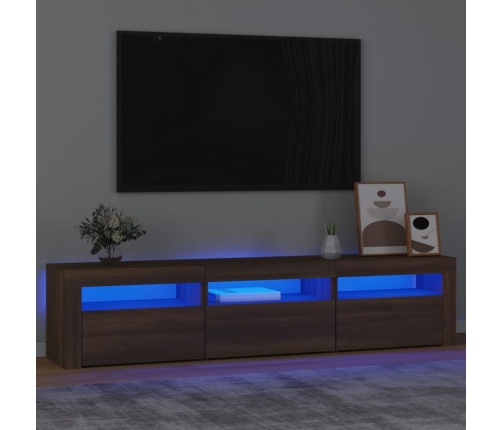 Mueble de TV con luces LED color marrón roble 180x35x40 cm