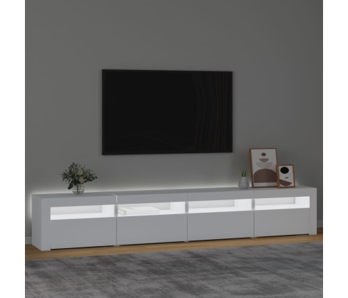 Mueble de TV con luces LED blanco 240x35x40 cm