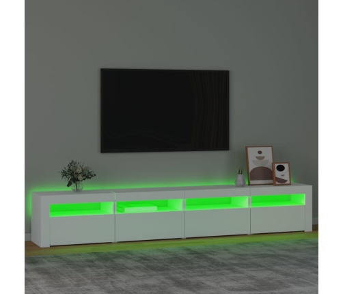 Mueble de TV con luces LED blanco 240x35x40 cm