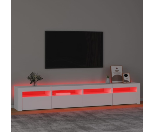 Mueble de TV con luces LED blanco 240x35x40 cm