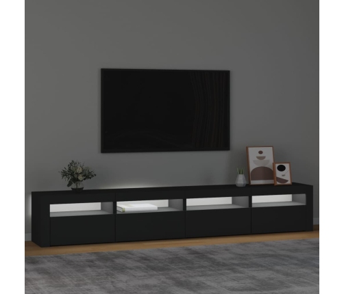 Mueble de TV con luces LED Negro 240x35x40 cm