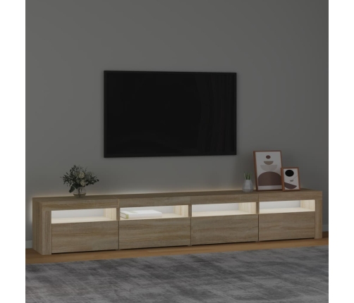 Mueble de TV con luces LED roble Sonoma 240x35x40 cm