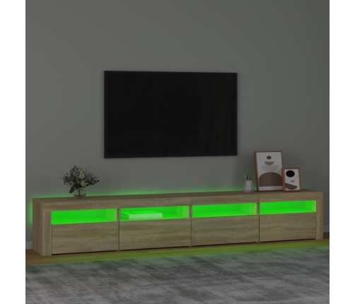 Mueble de TV con luces LED roble Sonoma 240x35x40 cm