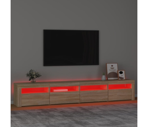 Mueble de TV con luces LED roble Sonoma 240x35x40 cm