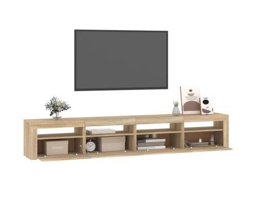 Mueble de TV con luces LED roble Sonoma 240x35x40 cm