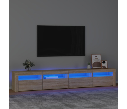 Mueble de TV con luces LED roble Sonoma 240x35x40 cm