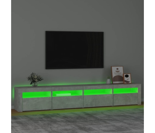 Mueble de TV con luces LED gris hormigón 240x35x40 cm