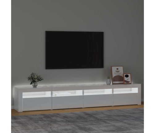 vidaXL Mueble de TV con luces LED blanco brillante 240x35x40 cm