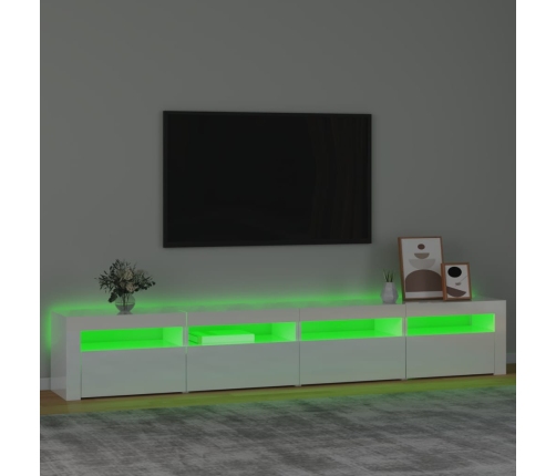 vidaXL Mueble de TV con luces LED blanco brillante 240x35x40 cm