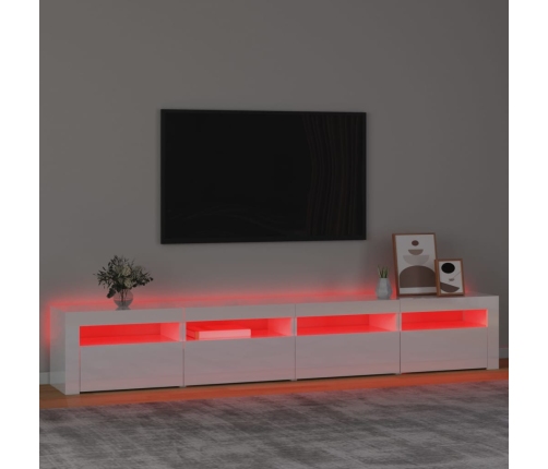 vidaXL Mueble de TV con luces LED blanco brillante 240x35x40 cm